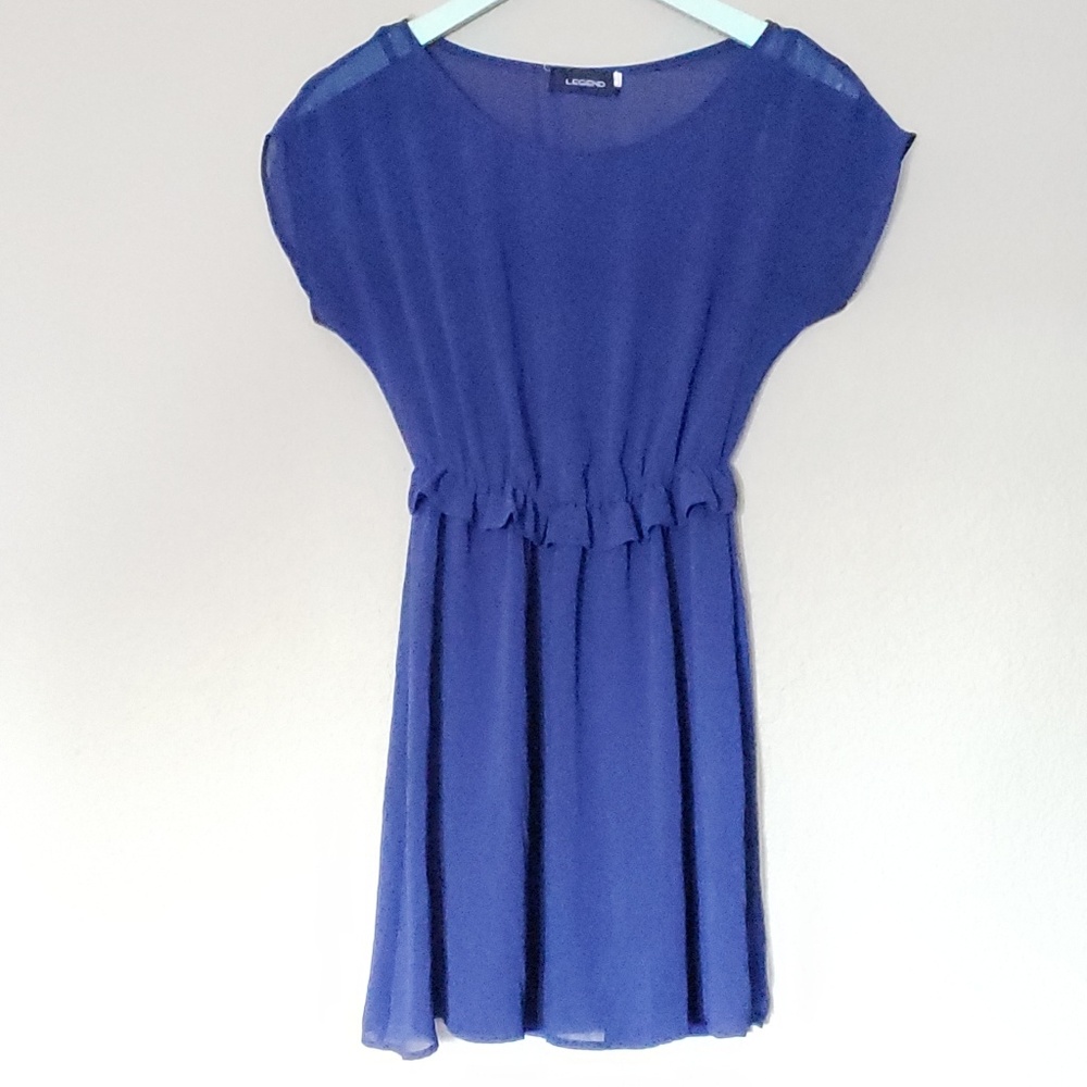 Legend Sheer Overlay Dark Blue Dress